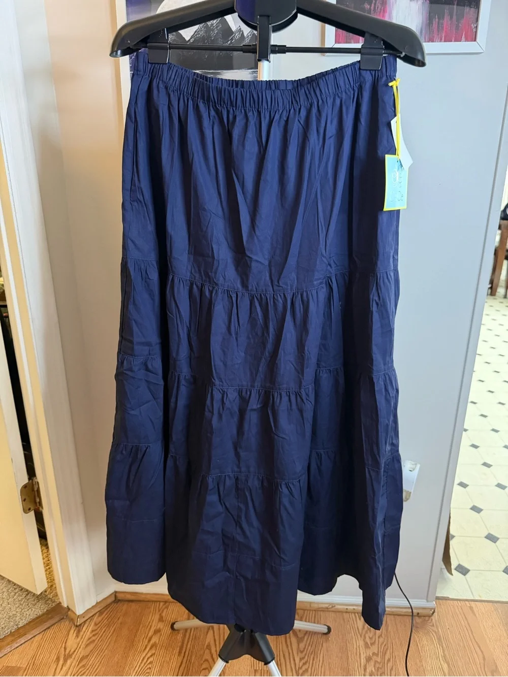 Cece Tiered Navy Maxi Skirt - Women's Navy Skirt With Pockets Size L